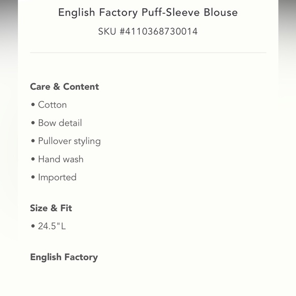 Anthropologie English Factory white top sz L NWT - Picture 8 of 8